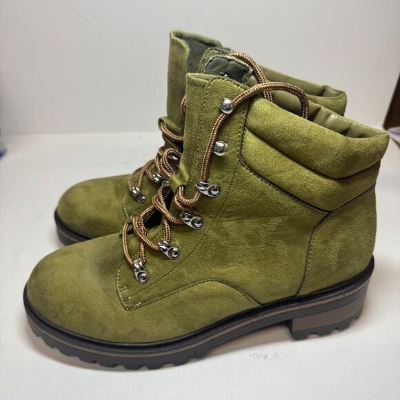 Journee Collection Womens 11 M Olive Green Lace Up Combat Boots DISPLAY FW3 - Picture 3 of 6